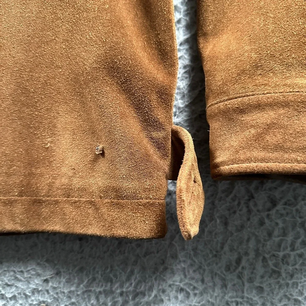 Vtg Banana Republic‎ Jacket Mens M Brown Suede Leather Zip Front Casual Lined